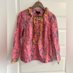 J Crew Liberty Floral Shirt Pink Blue Size XS